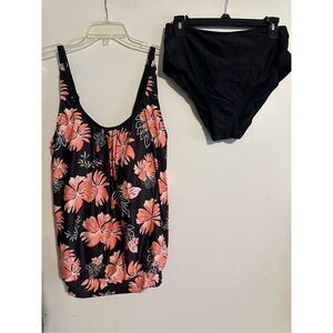 Yonique two piece Swim suit Tankini size Large NWT Women